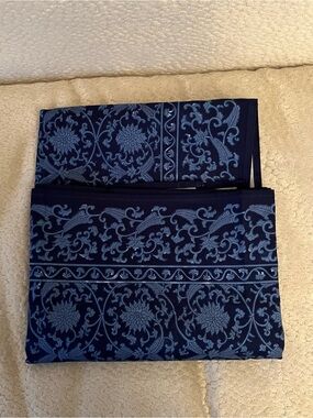 Furoshiki Japanese Cotton Wrapping Cloth Cover Blue Floral Square 39in